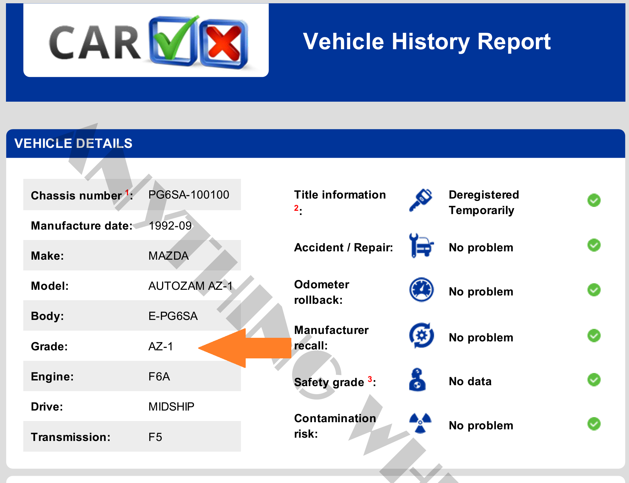 CarVX VIN Checking Autozam AZ-1s — Anything Wheeled