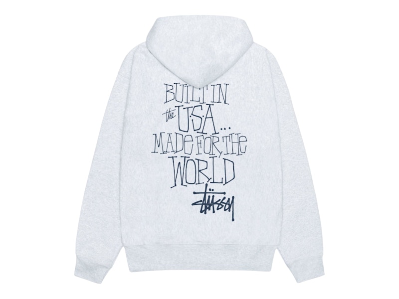 Stussy Built In USA Hoodie Ash Heather Men's - FW24 - US