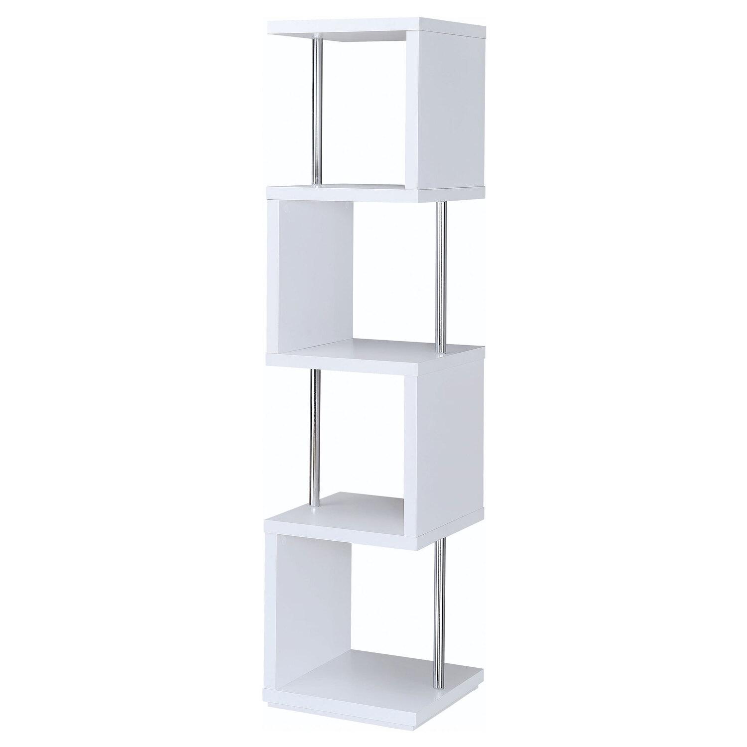 COASTER Baxter 67-inch 4-shelf Bookshelf White and Chrome 801418