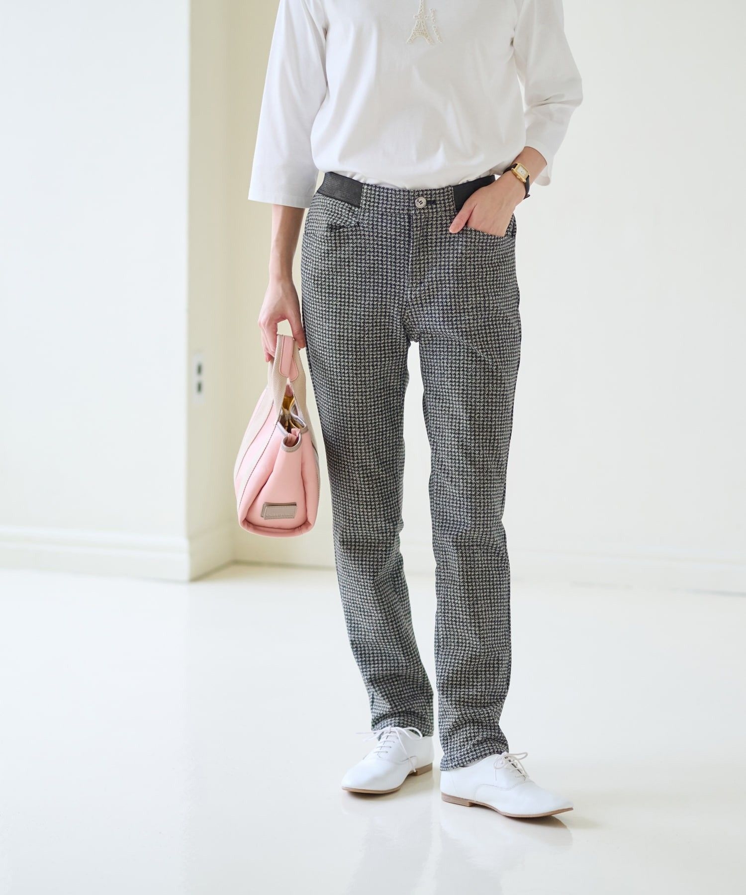 あったか】ウエストゴム千鳥格子柄パンツ|キャラ・オ・クルス