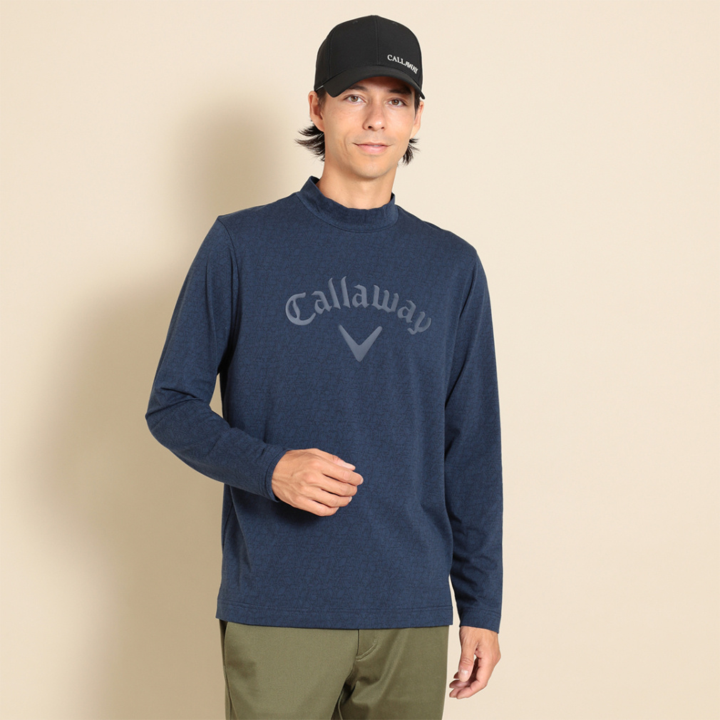 キャロウェイ ゴルフウェア 長袖シャツ 秋 冬 ロゴプリントストレッチ