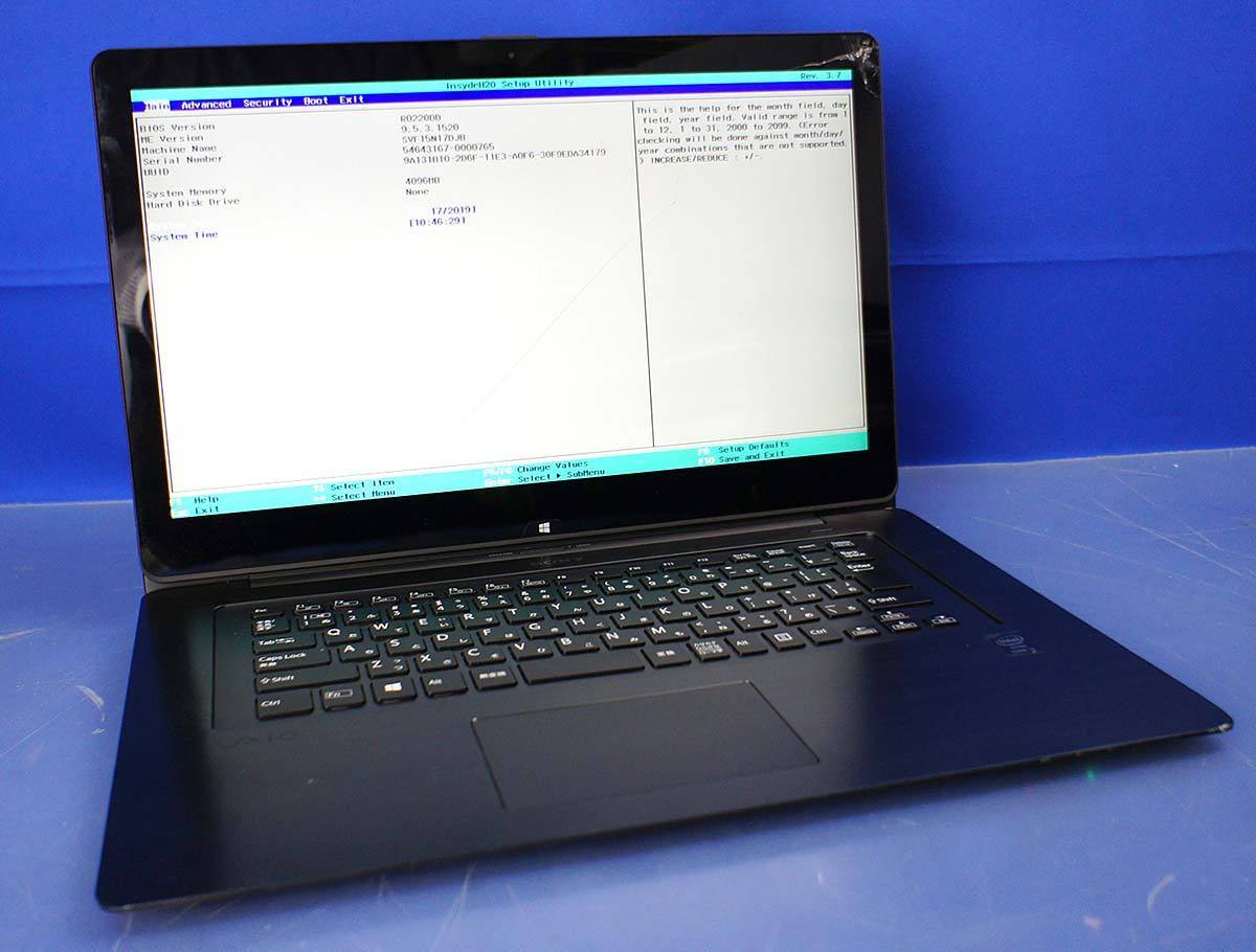 ジャンク SONY VAIO Fit 15A SVF15N17DJB/Core i3 4005U/メモリ4GB/HDD