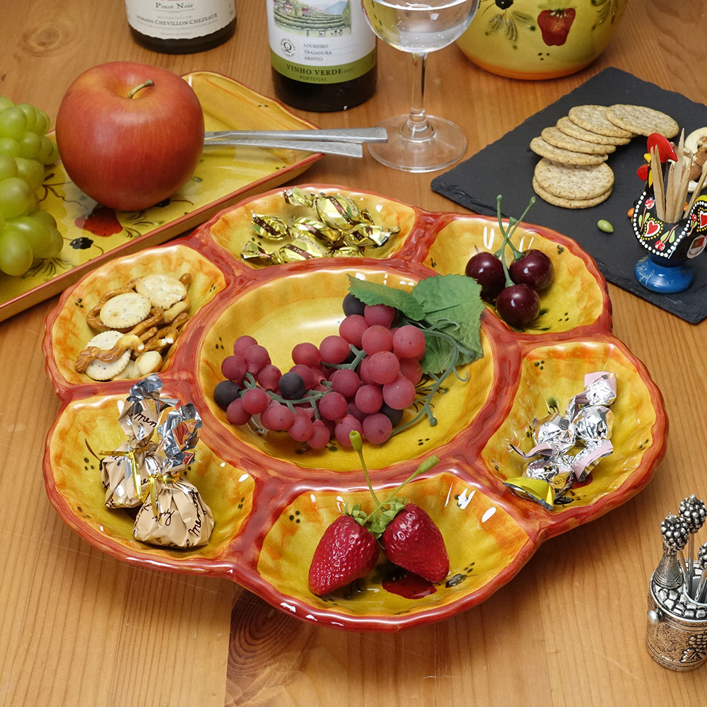 ポルトガル製 陶器 オードブルプレート ストロベリー柄 手描き カフェ