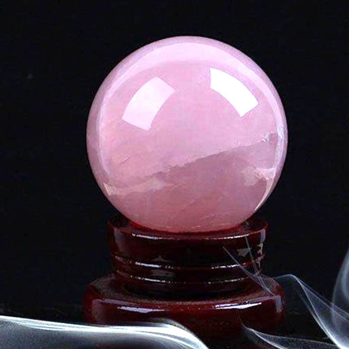 天然ローズクォーツ 丸玉（ブラジル産）10cm 台座付き｜ピンククォーツ