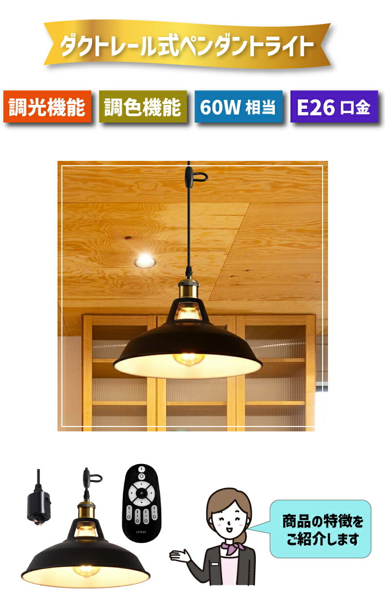 ペンダントライト ダクトレール E26口金【選べる特典付】LED電球付き