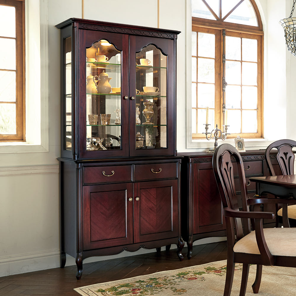 エレガントクラシックカップボード（コレクションボード） 幅85.5cm高