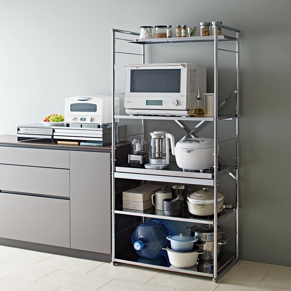 ステンレス大型レンジラック ハイオープン（幅60cm/幅80cm） 通販