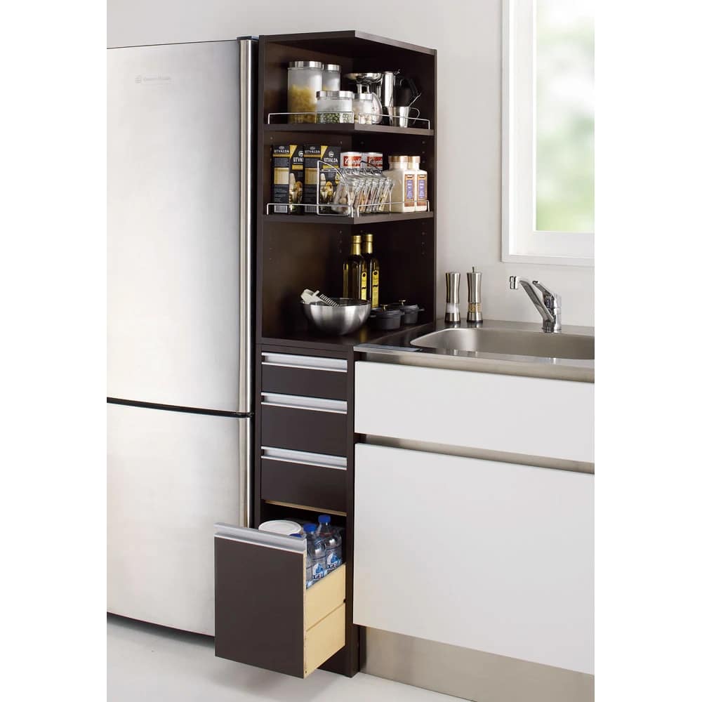 幅30奥行55cm］ 取り出しやすい2面オープンすき間収納庫 日本製 通販