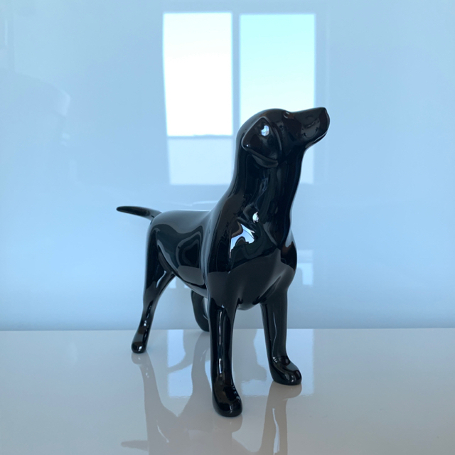 ✯ 漆黒 ダークサイド 高級 バカラ ラプラドール 黒犬 クリスタル 置物
