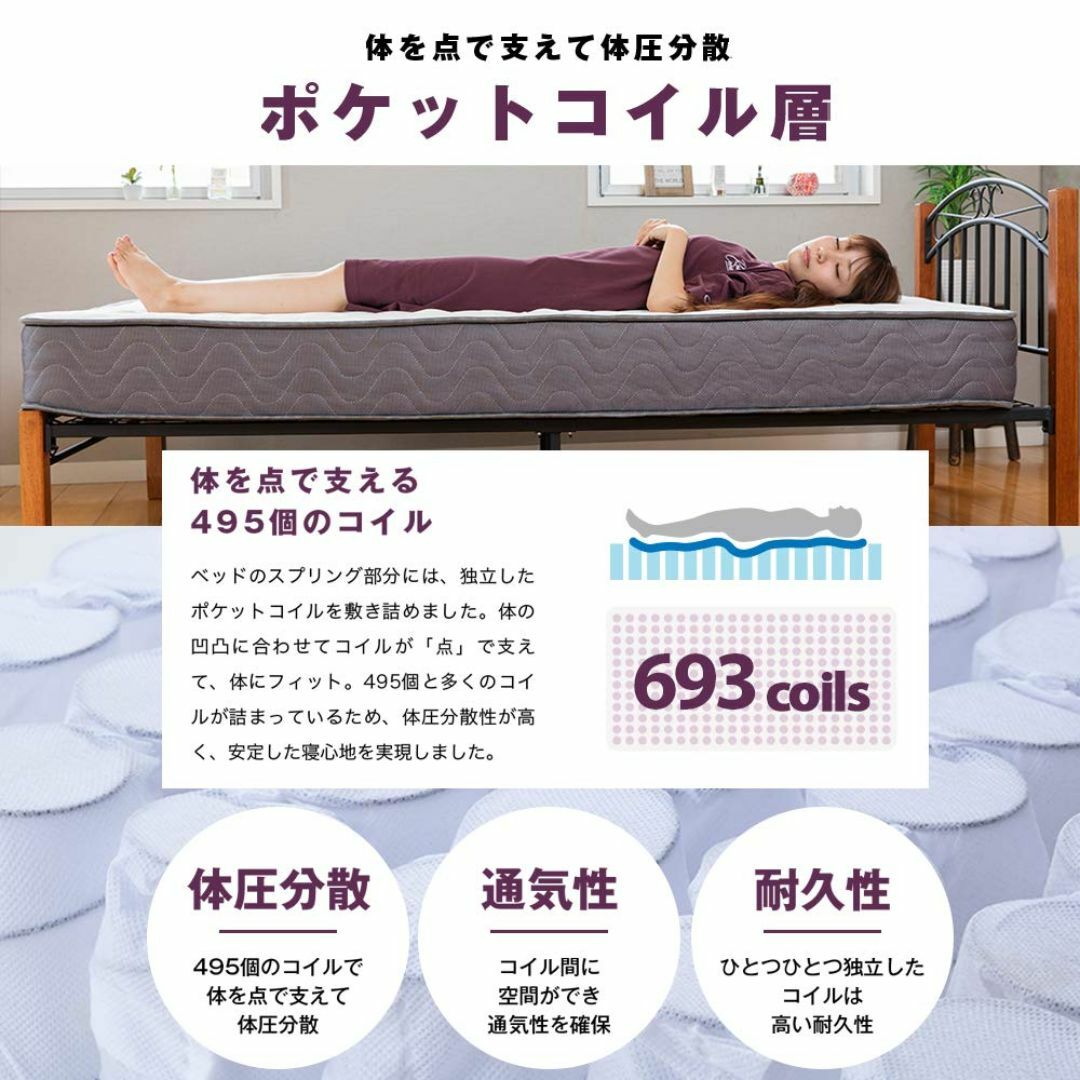 特価商品】アイリスプラザ ポケットコイルマットレス 極厚20cm 2層