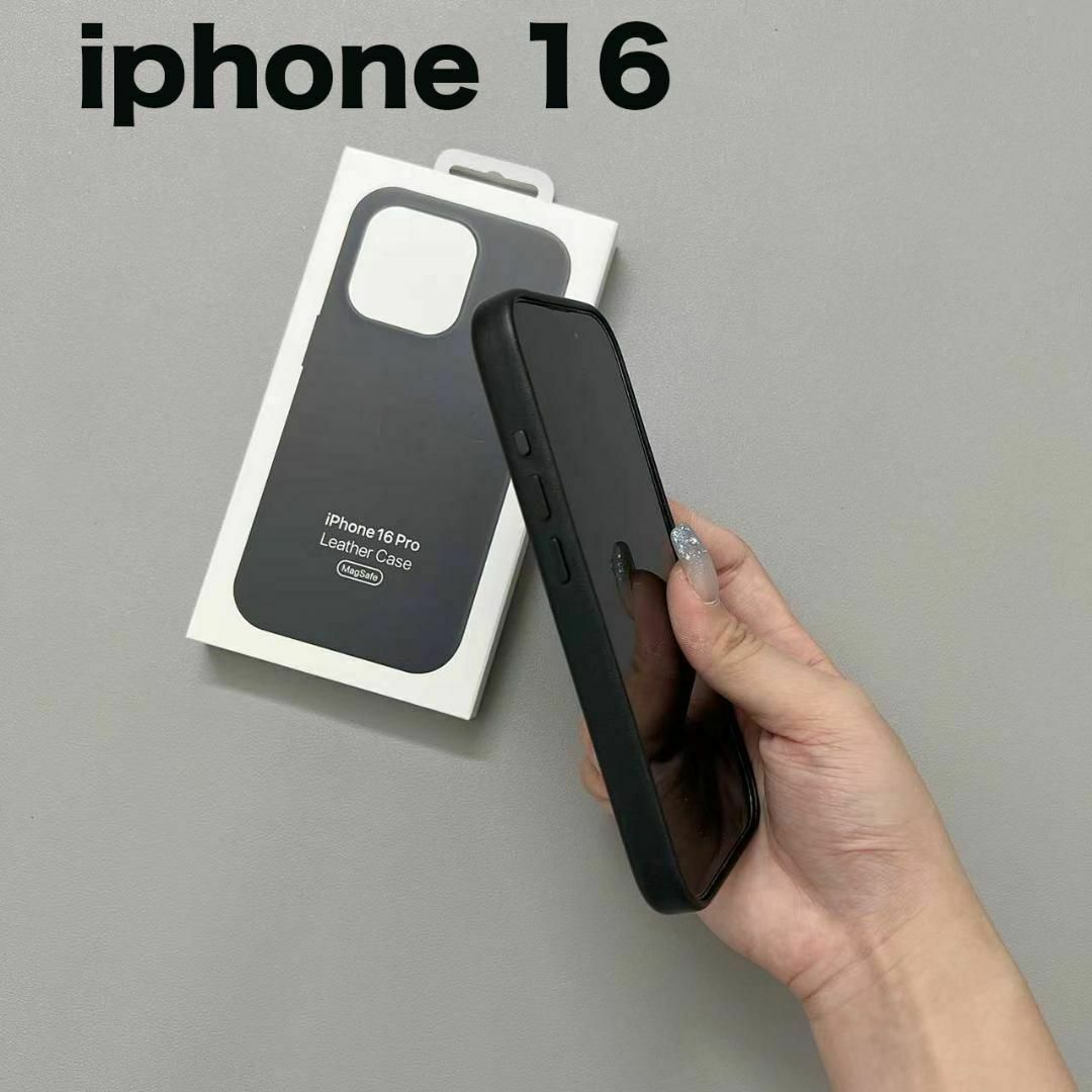 新品】純正互換品 iPhone16 ケースレザーケース ブラックの通販 by