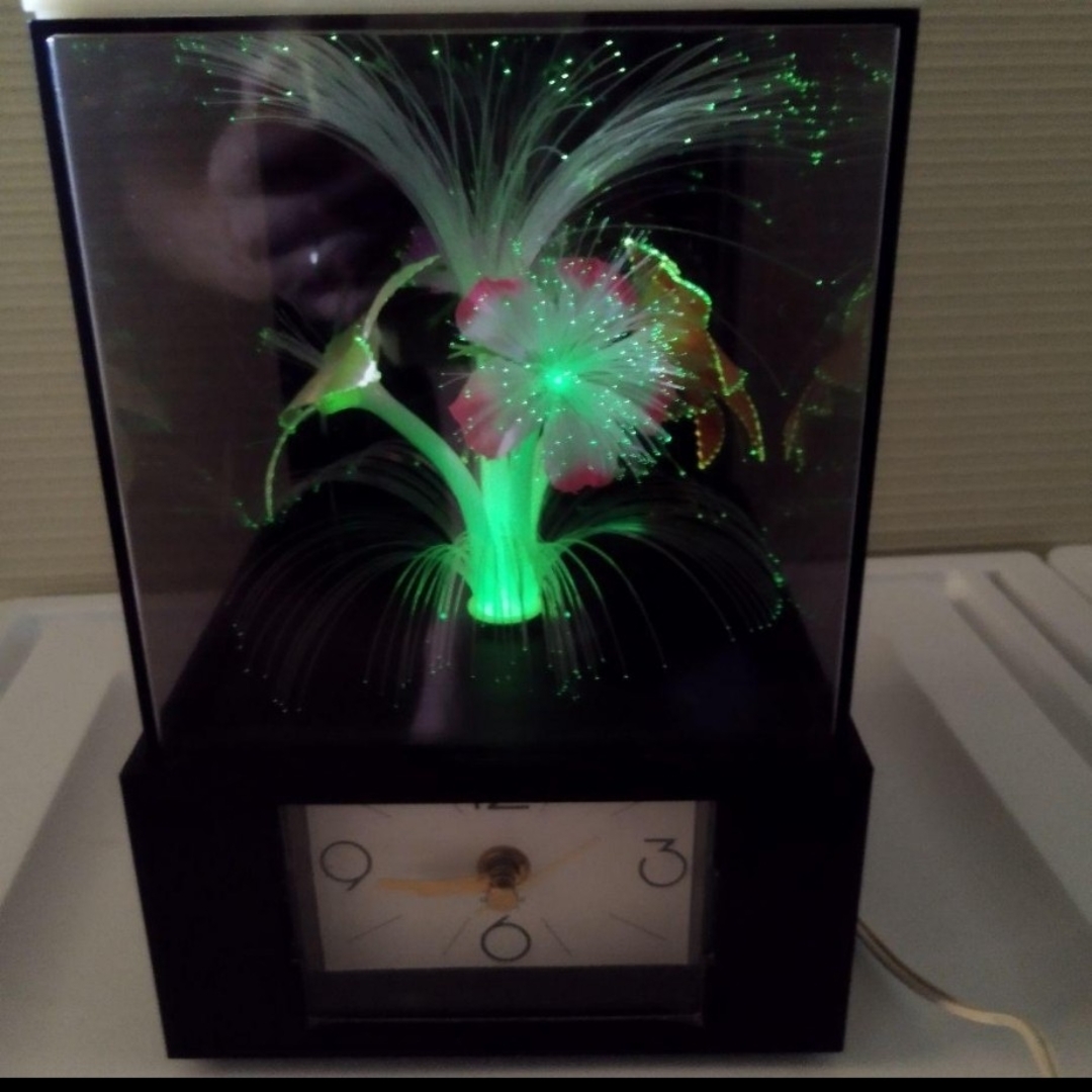 昭和レトロ】 電気スタンド＆時計 光ファイバーで色変幻自在に変化の