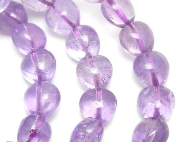 アメジスト（紫水晶） 縦穴ハート10×10×8mm 1連（ブレス）｜天然石