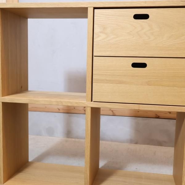人気の無印良品(MUJI)のオーク材 2段・2列スタッキングシェルフ/引出し