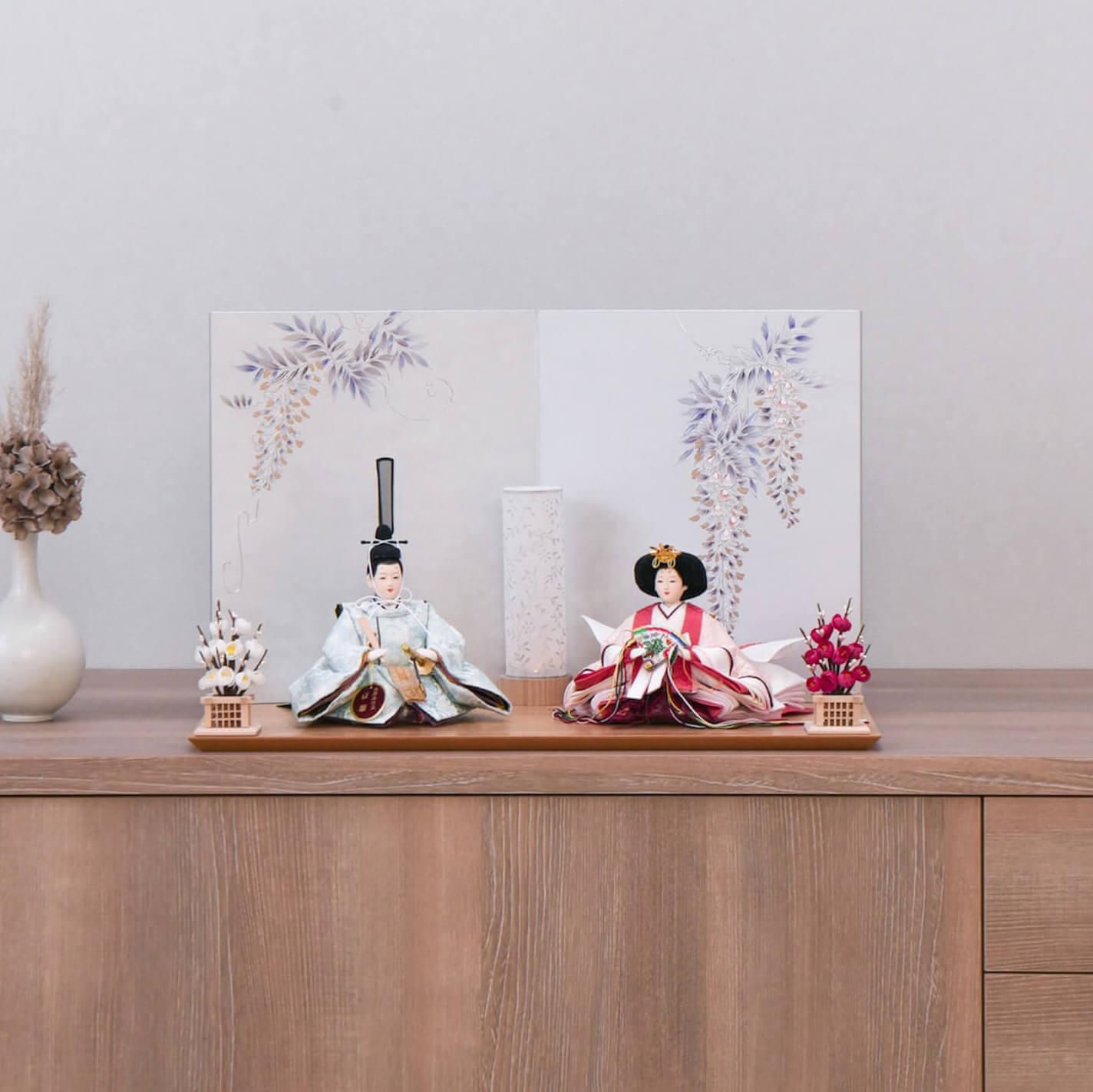 ひな人形 芥子 西陣織正絹錦 モダン ドライフラワー