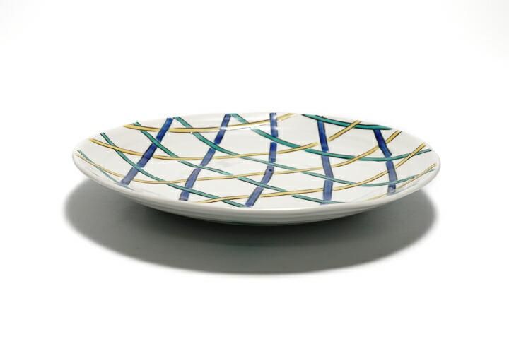 青手かごめ文様七寸皿 / 九谷美陶園