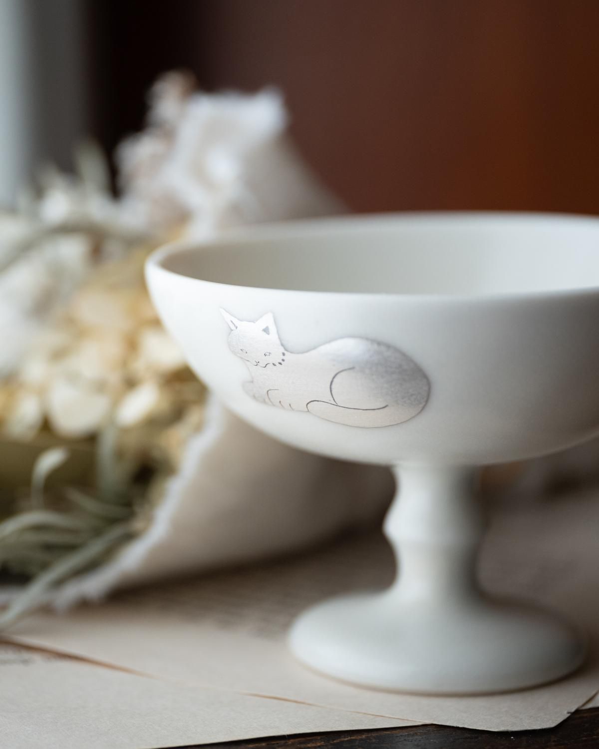竹村聡子 銀獣高杯／ネコ／昼 - alltid｜オルティッド 暮らしの道具