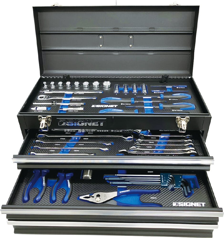 SIGNET 85点組 3/8DR・1/4DR 3段 ツールボックス 工具セット マット