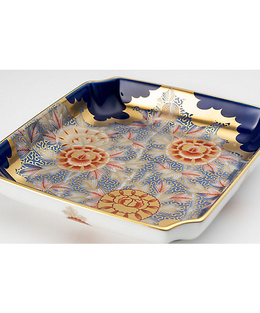 牡丹金ミル瑠璃色 角5号飾皿 | 深川製磁/フカガワセイジ | 三越伊勢丹