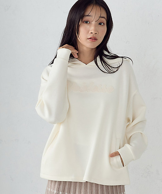 ロゴ刺繍 オーバーサイズ ダンボールニット パーカー