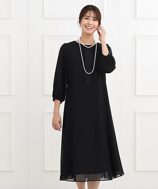 フォーマル／洗える】フロントレースジョーゼットワンピース