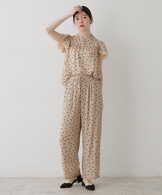 リラクシー】ドット柄ワイドパンツ（2002508765） | SUNAUNA