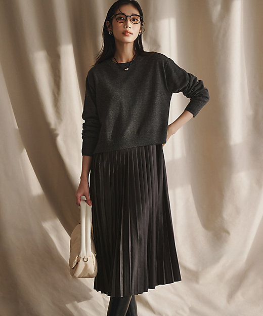 ニットセットアップ プリーツコンビ ワンピース（OPWOGW6659