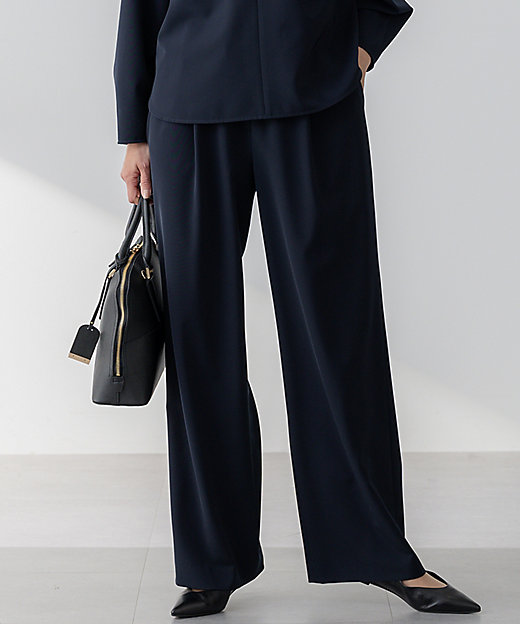 セットアップ対応／洗える】2WAYストレッチツイル ワイドパンツ