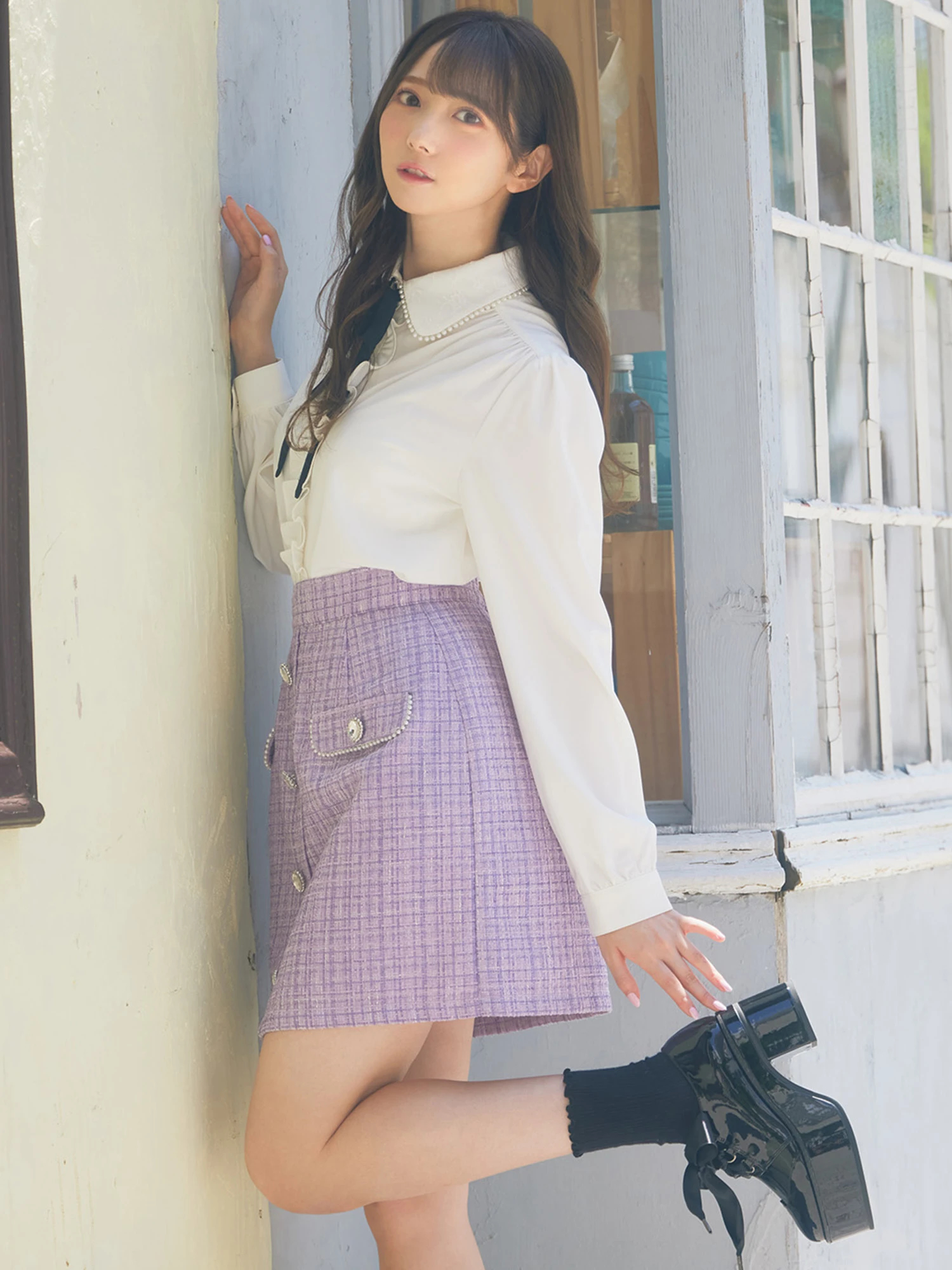 フロントビジューツイードミニSK - Ank Rouge(アンクルージュ)の