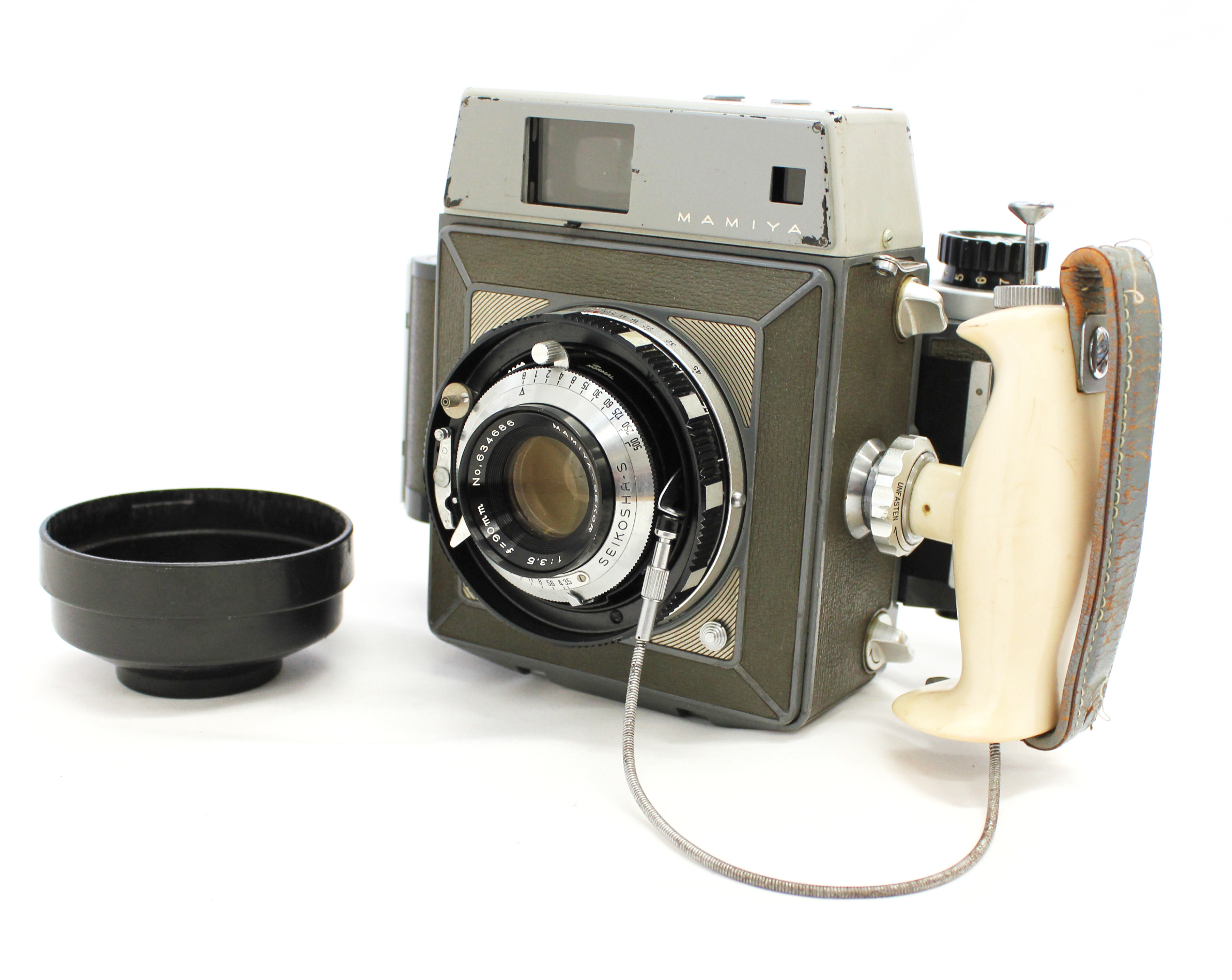 Mamiya Press w/ 90mm F/3.5 Bonus Lens and 6x9 Film Back, Cable