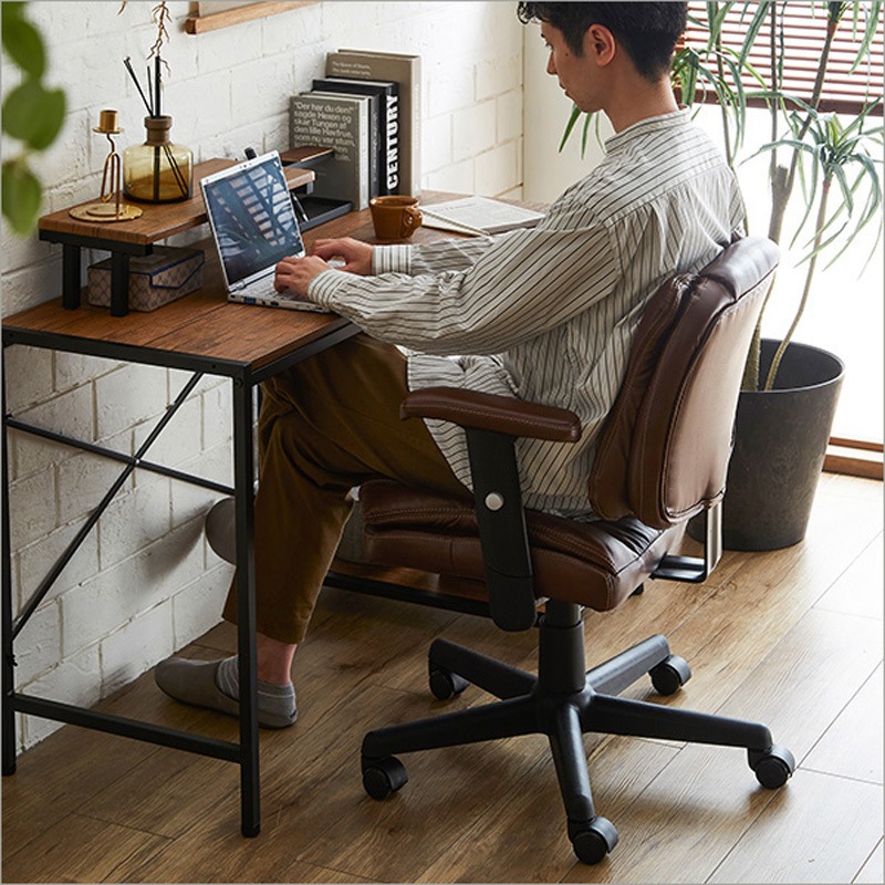 SH-23-RLSET-SH-LBR ロッキング機能付きレザー調デスクチェア 2点