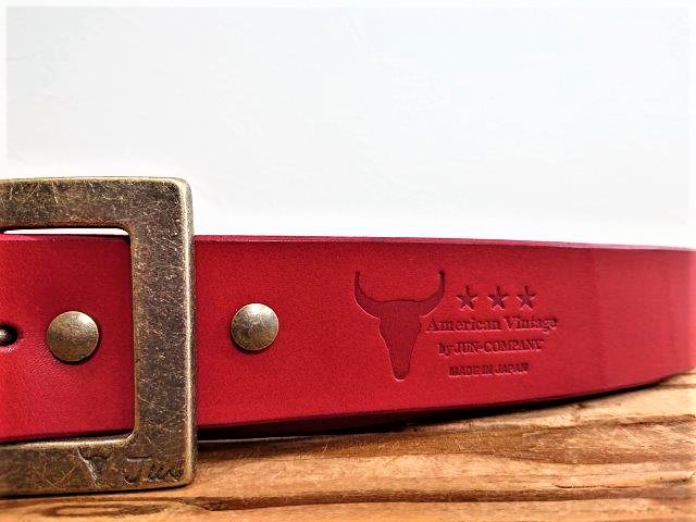 JUN COMPANYオリジナルデザインバックル付き栃木レザーベルト オイル多