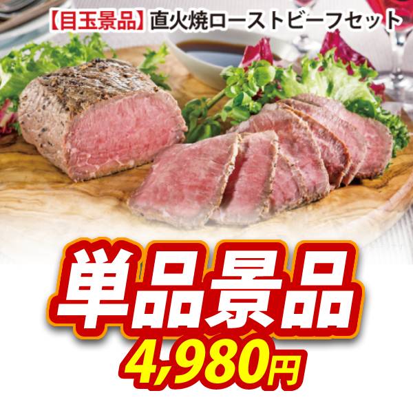 新年会景品【直火焼ローストビーフセット】A3パネル・目録付き<送料