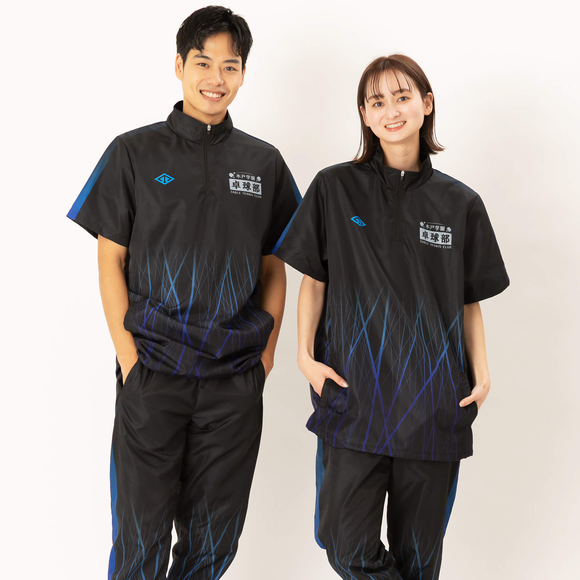 裾, 袖口フライス・ラグラン型長袖オリジナルウィンドブレーカー上下