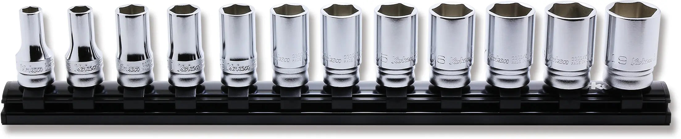 3/8 Sq. Dr. Socket set 7-19mm 6 point 300mm Z-series 12 pieces