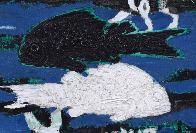 国松登「双魚」油絵・F10号 絵画買取・販売の小竹美術