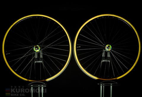 Araya Gold NJS x Dura Ace in custom Black Anodize Track Wheelset