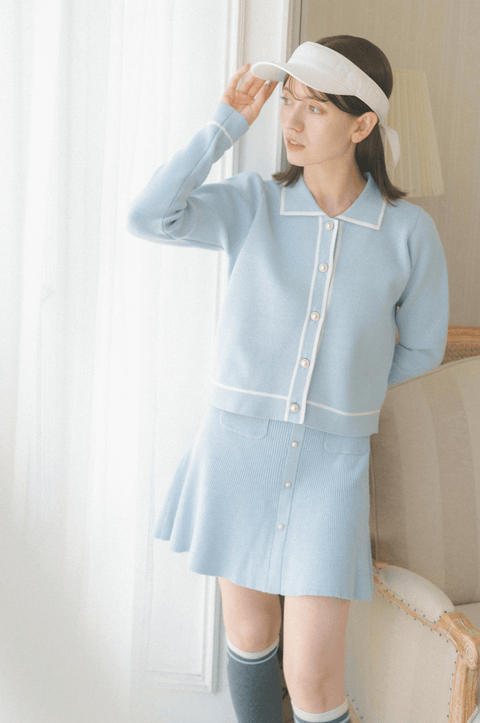 ストレート】ニットスカート ブルー インナーパンツ一体型 ゴルフ – LE.NAN