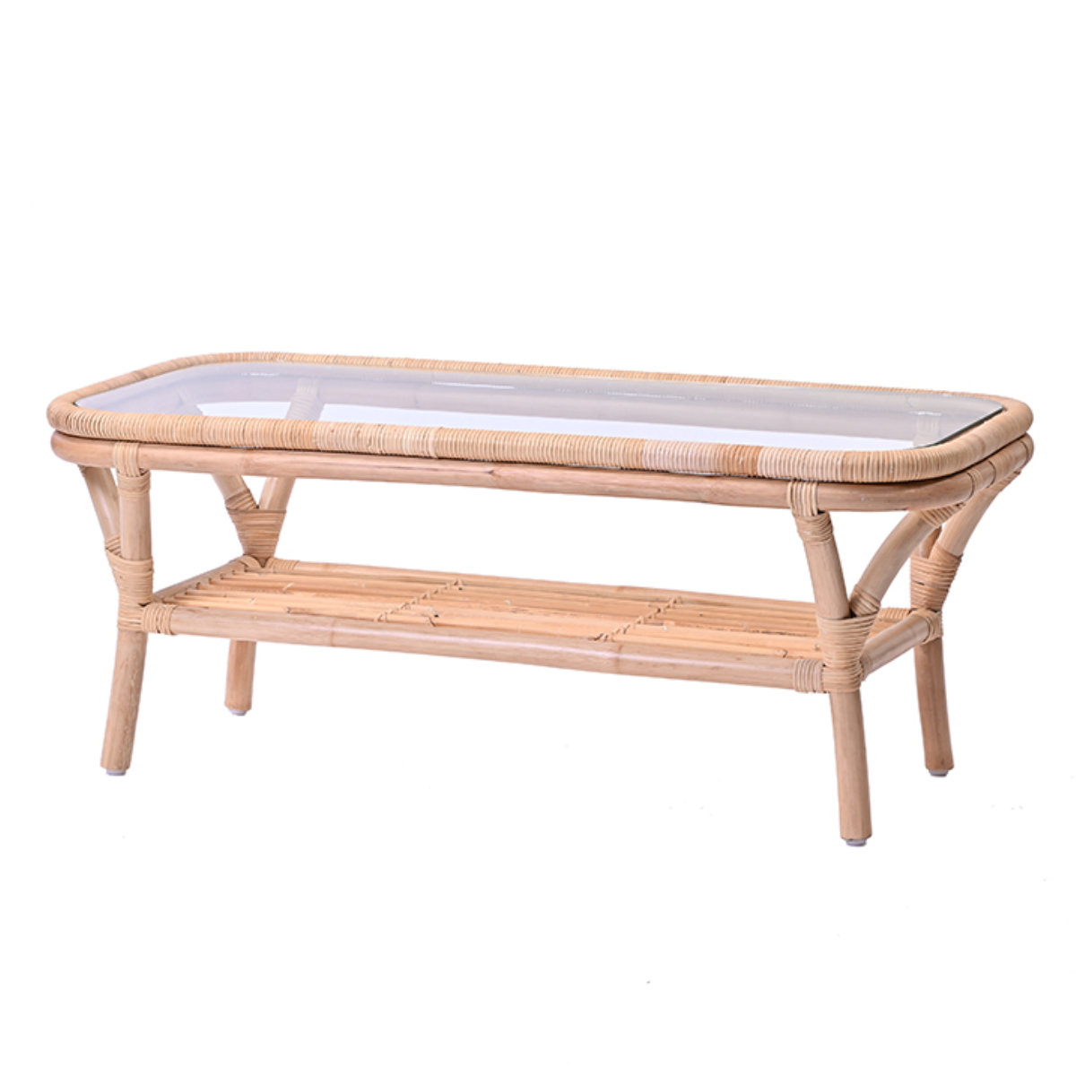 センターテーブル ラタン 幅100cm ガラス天板 完成品 Breeze （ ラタン