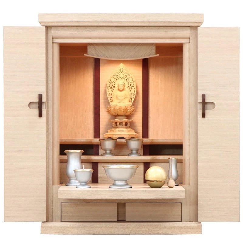 モダン仏壇 ダミエ ホワイトベージュ 18号 上置きタイプ | お仏壇の