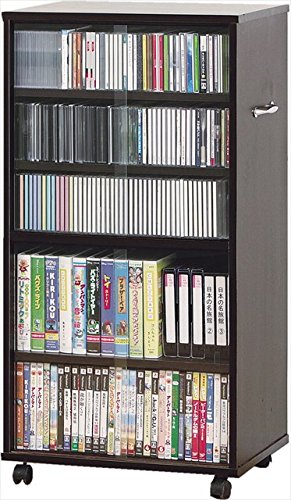 Amazon.co.jp: CDビデオ収納ワイド型 ブラウン ガラス扉付 360度回転