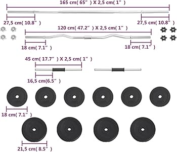 Amazon.co.jp: vidaXL バーベル＆ダンベルセット 30kg, フリーウェイト