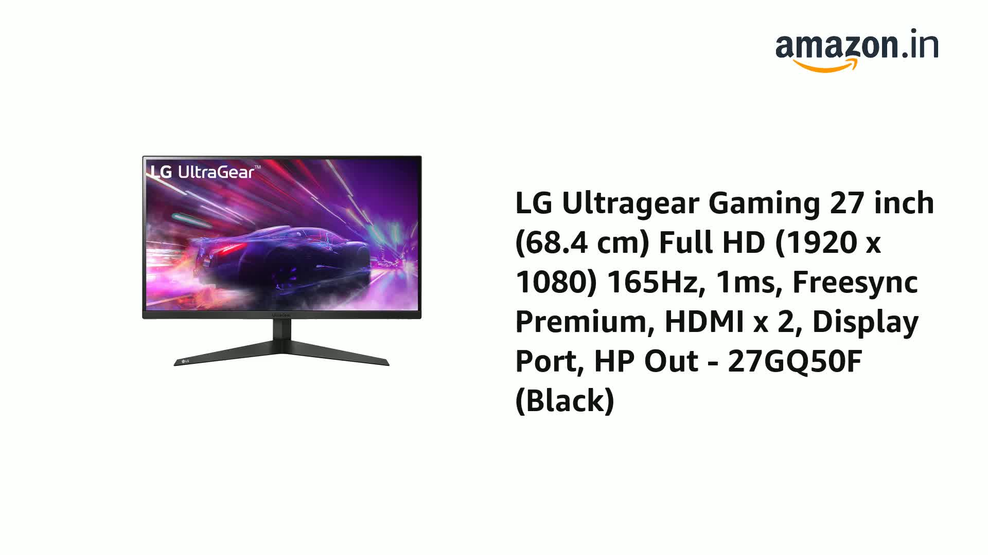 LG Ultragear Gaming 27 inch (68.4 cm) Full HD (1920 x 1080) 165Hz