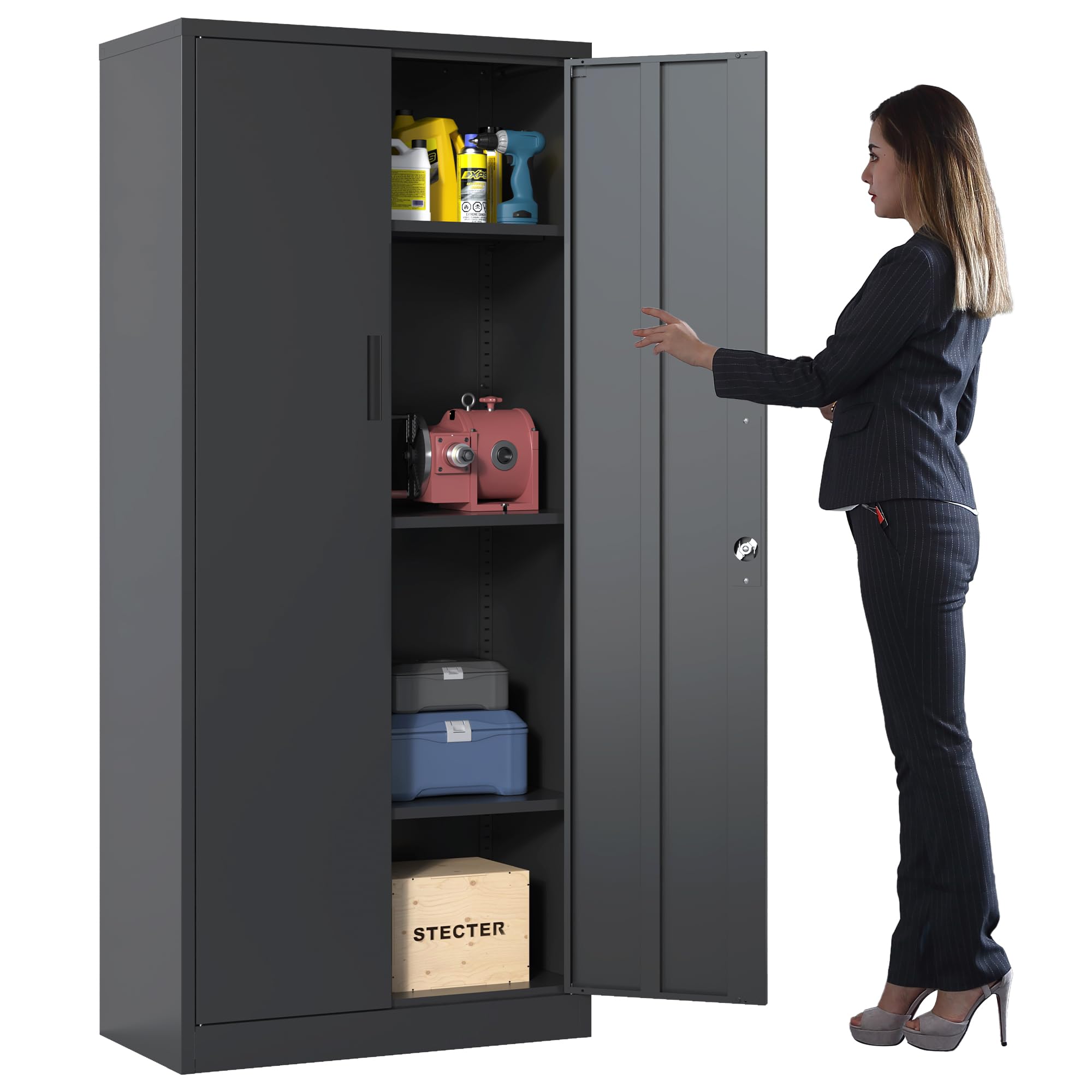 Amazon.com: BIZOEIRON Metal Storage Cabinet with Adjustable