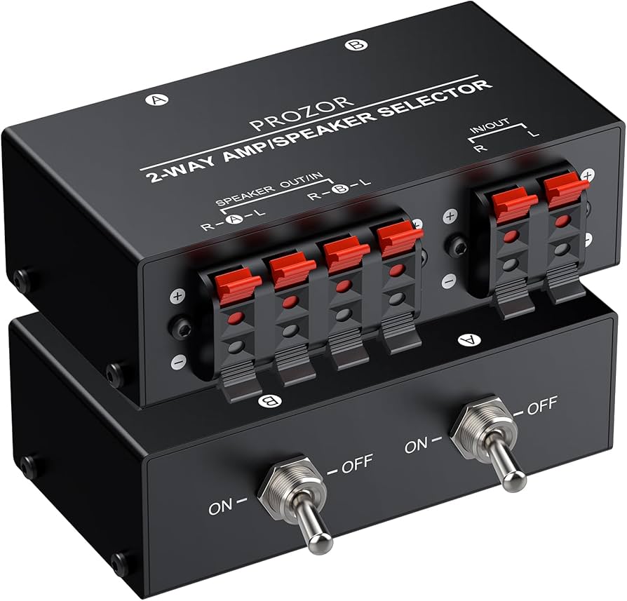 Amazon | PROZOR スピーカーセレクター スプリングクリップ端子 2入力1