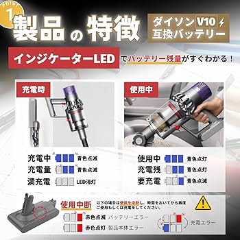 Amazon.co.jp: ダイソン互換 V10 SV12 バッテリー 掃除機 交換用