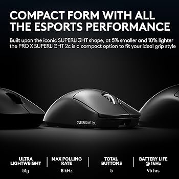 Amazon.com: Logitech G PRO X Superlight 2c Wireless Gaming Mouse