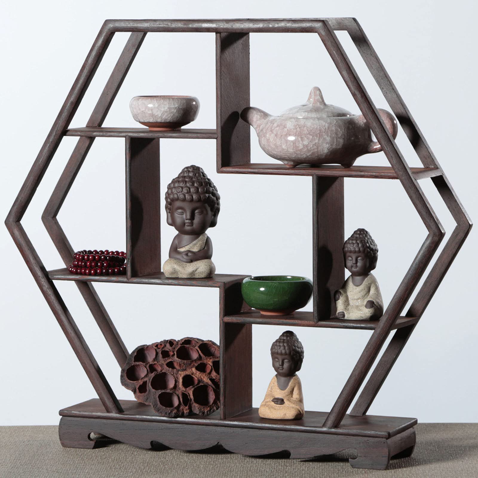 Amazon.co.jp: 珍品棚 飾り棚-アンティークディスプレイラック