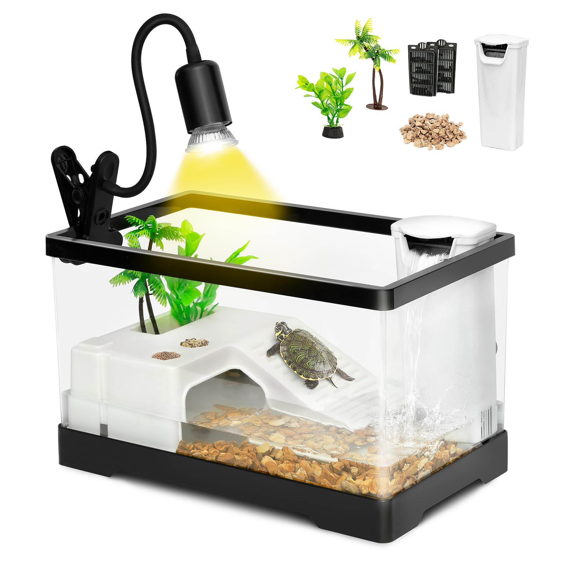 AZV Large Turtle Tank Kit,All in One Indoor PC Aquarium,Red Eared