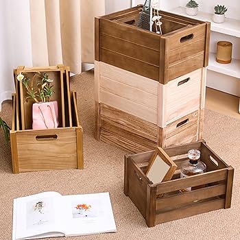 Amazon｜MJKQ9 収納ボックス 木製 ふた付き 引き出し 36*26*18cm 収納